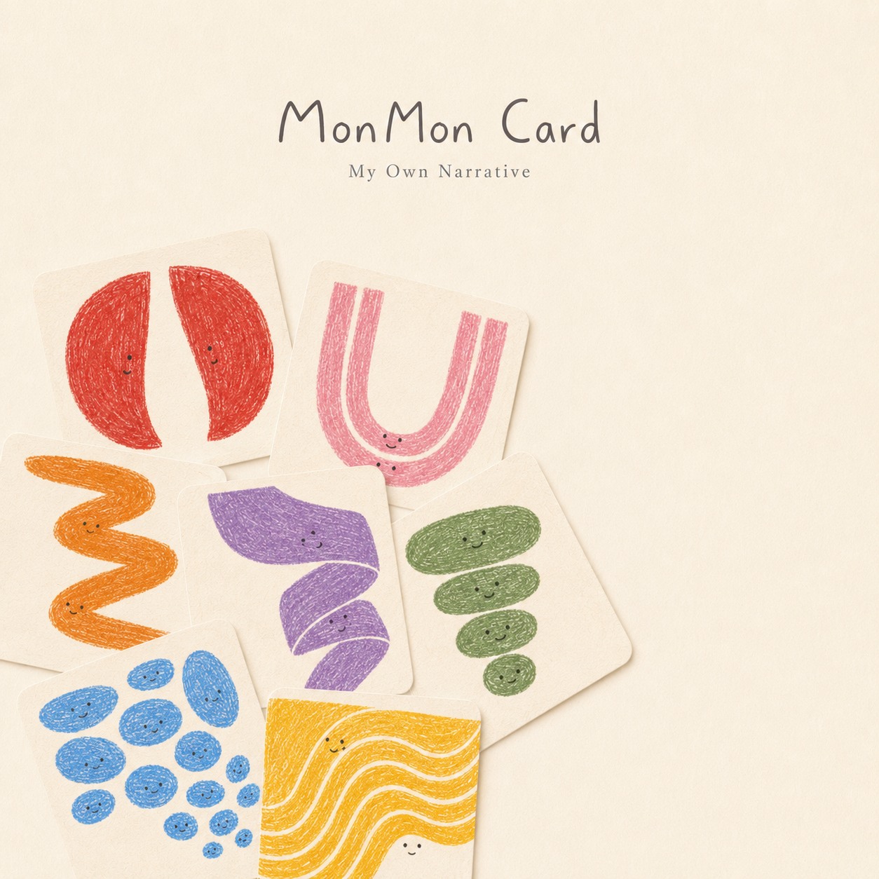 カラフルなクレヨンの絵柄を重ねたMonMon Card